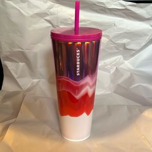 Starbucks Valentines red pink white 24oz cup